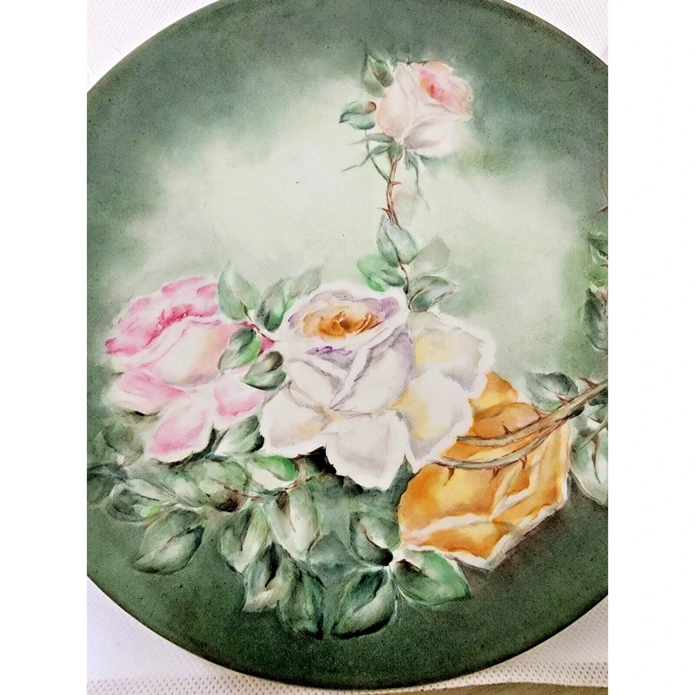 French Hand Painted Porcelain Plate Roses Floral Signed J.P. Limoges Style 9